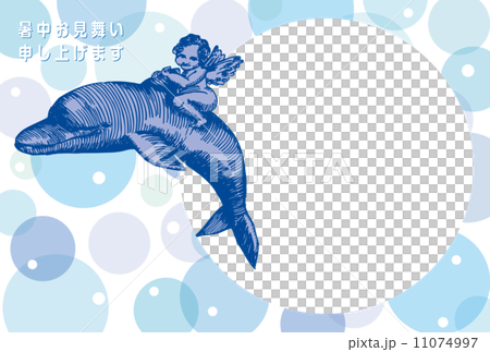Angel's hot weather ride on a dolphin in the... - Stock Illustration ...