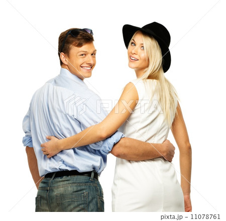 Beautiful smiling young couple isolated on white 11078761
