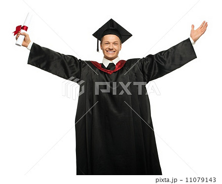 Cheerful young graduated student man isolated on white 11079143