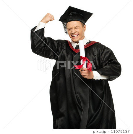 Funny happy young graduated student man isolated on white 11079157