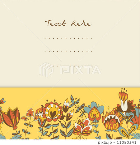 border with abstract hand-drawn flowers 11080341