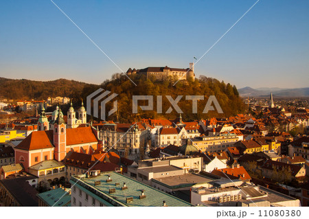 Ljubljana, at sunset 11080380