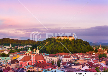 Panorama of Ljubljana at dusk. 11080498