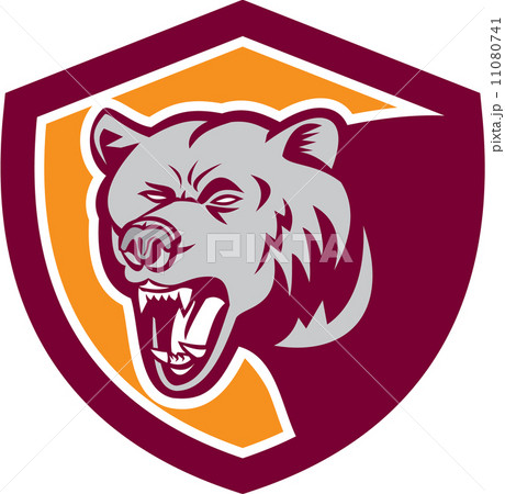 Grizzly Bear Head Shield Retro 11080741