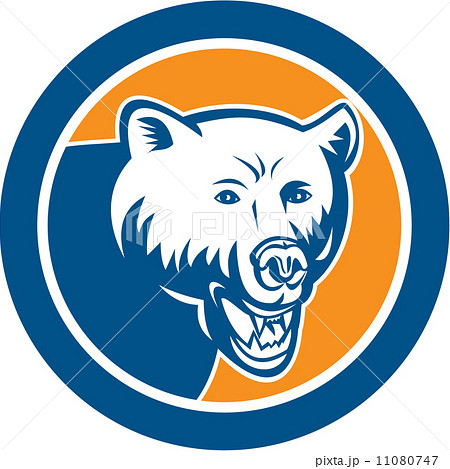Angry Bear Head Circle Retro 11080747
