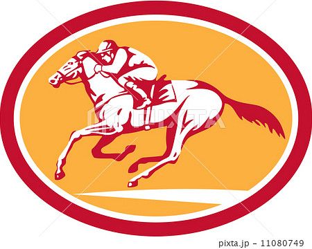 Jockey Riding Horse Racing Circle Retro 11080749