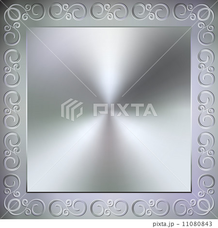Vector metallic square background with frame and swirles Vector metallic square background with frame and swirles 11080843