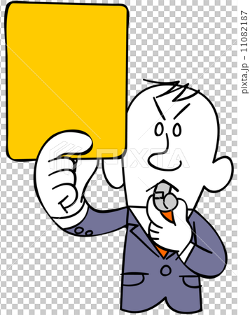 Businessman issuing yellow card (upper body) 11082187