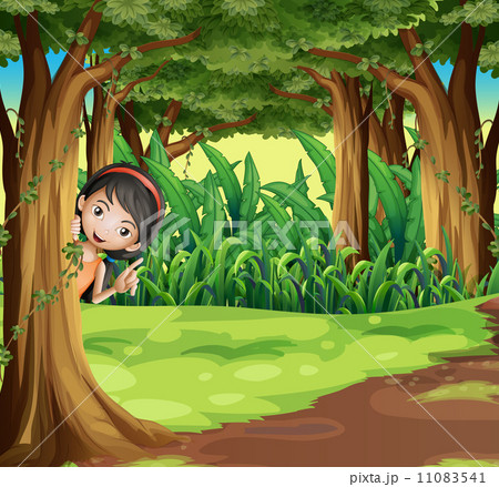 A young girl hiding at the forest 11083541