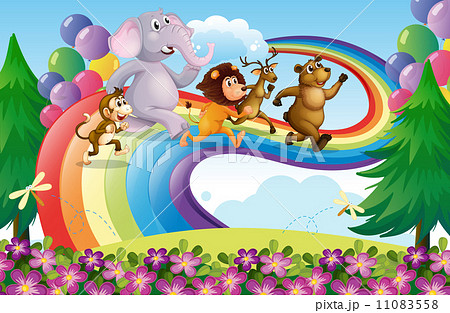 A group of animals at the rainbow A group of animals at the rainbow 11083558