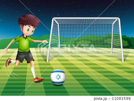 A boy at the court using the ball from Israel 11083599