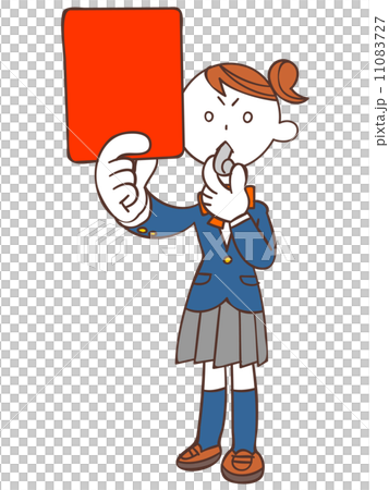 レッドカードを出す女子学生  11083727
