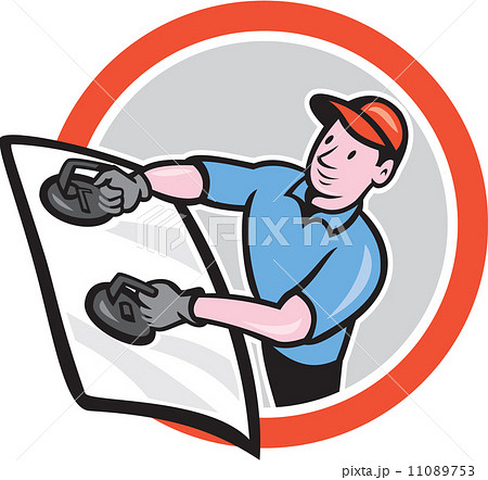 Automotive Glass Installer Front Circle Cartoon 11089753
