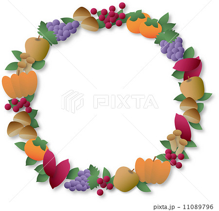 秋の味覚フレーム（丸） 11089796