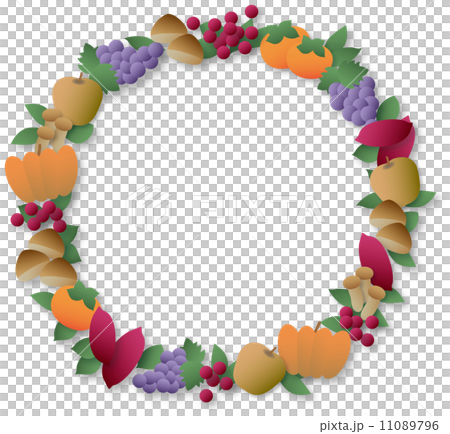 秋の味覚フレーム（丸） 11089796