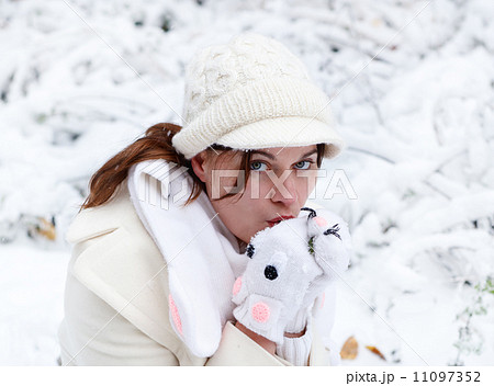 Portrait of beautiful girl with winter and snow background, outd Portrait of beautiful girl with winter and snow background, outd 11097352