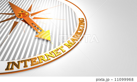 Internet Marketing on White with Golden Compass. 11099968