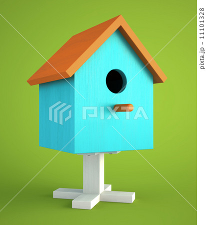 Blue nesting box isolated on green background 11101328