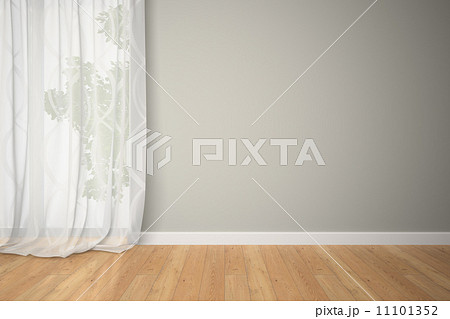 Empty room with curtains 11101352