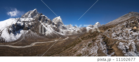 Himalayas panorama with Cholatse and Taboche peaks 11102677