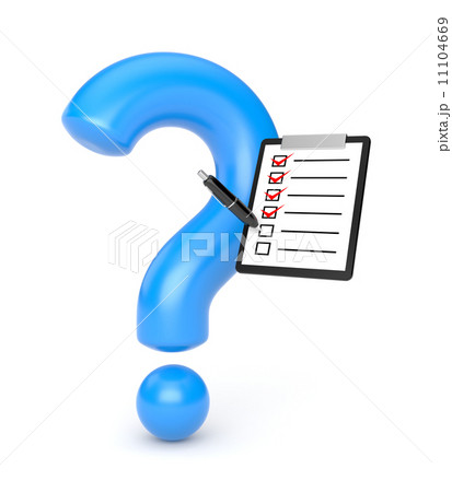 Question sign with clipboard and pen 11104669