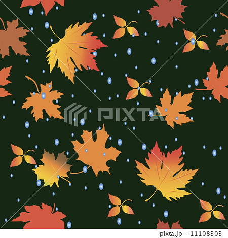 Seamless pattern with leaves and raindrops 11108303