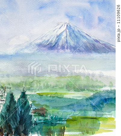 富士山の水彩画 11109626