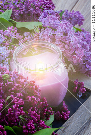 lilac flowers with candle 11111096