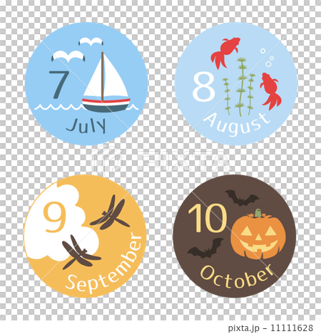 Seasonal illustrations September to October round type 11111628