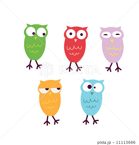 Set of four cartoon owls. Vector illustration 11113666