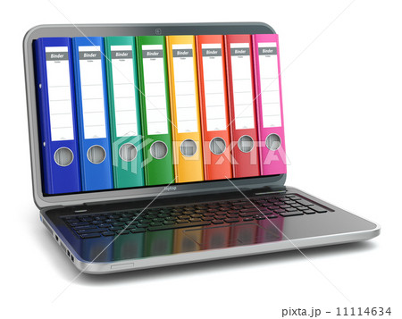 Data storage. Laptop  with file ring binders. 11114634