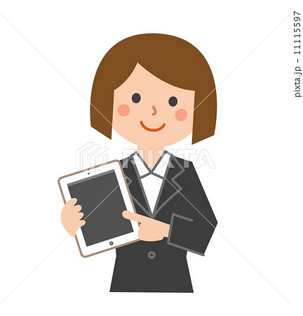女性会社員ipadのイラスト素材