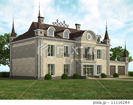 Fasad of the modern house in landscape 11116264