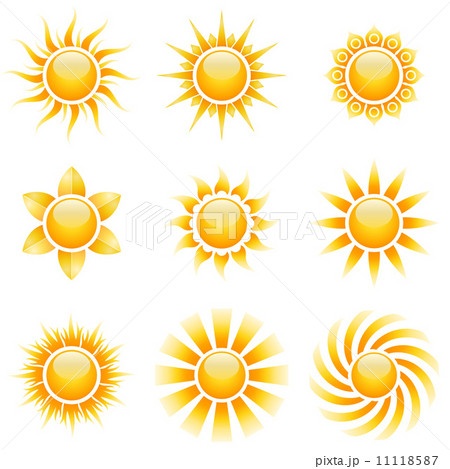 Yellow sun vector icons isolated on white background. 11118587