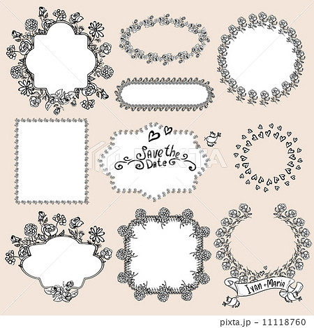 Floral Monochrome Design Laurels, Wreaths, Frame 11118760