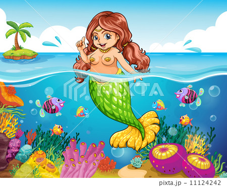 A sea with a smiling mermaid A sea with a smiling mermaid 11124242