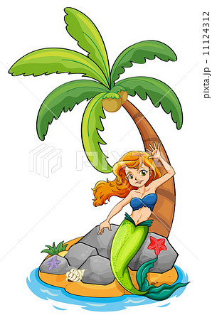 A mermaid near the coconut tree 11124312