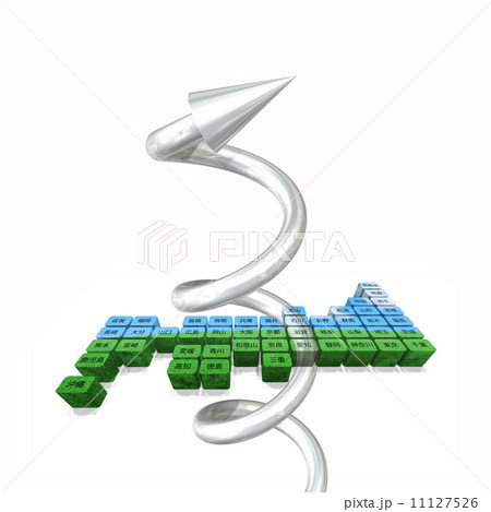 草原の日本地図とらせんの矢印 11127526