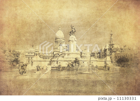 Vintage image of National Congress building, Buenos Aires, Argen 11130331