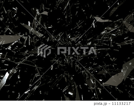 Small and large pieces of shattered glass on black 11133217