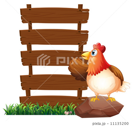 A hen beside the empty signboards A hen beside the empty signboards 11135200