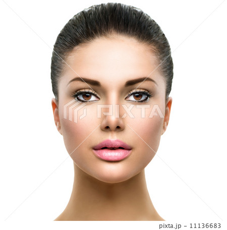 Beautiful Face of Young Woman with Clean Fresh Skin 11136683