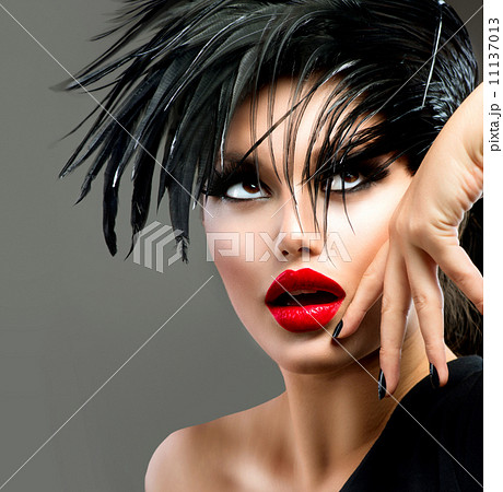 Fashion Art Portrait Of Beautiful Girl. Hairstyle. Punk Model 11137013