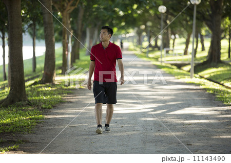 Portrait of a handsome Asian man walking outdoors. Portrait of a handsome Asian man walking outdoors. 11143490