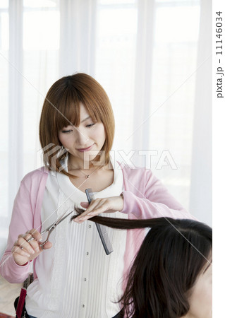 髪を切る美容師 11146034