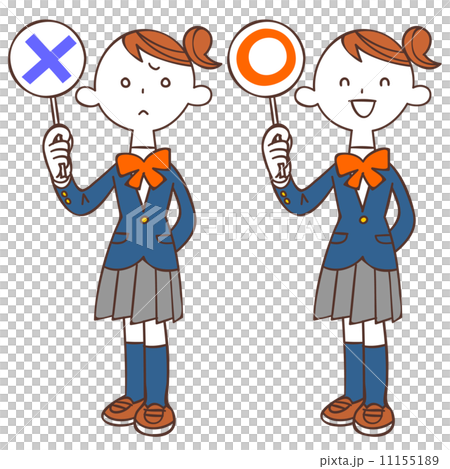 拿著圓和交叉的dudas的女學生 拿著圓和交叉的dudas的女學生 11155189