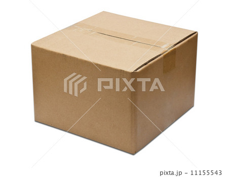 Close brown paper box on white 11155543
