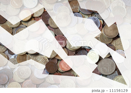 Different coins background with negative trends 11156129