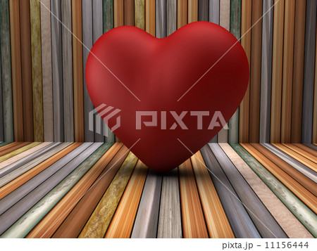 3d red heart shape in wooden room 11156444