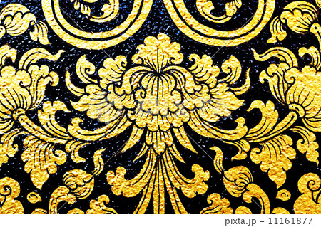 flower pattern in traditional Thai style art painting on window 11161877
